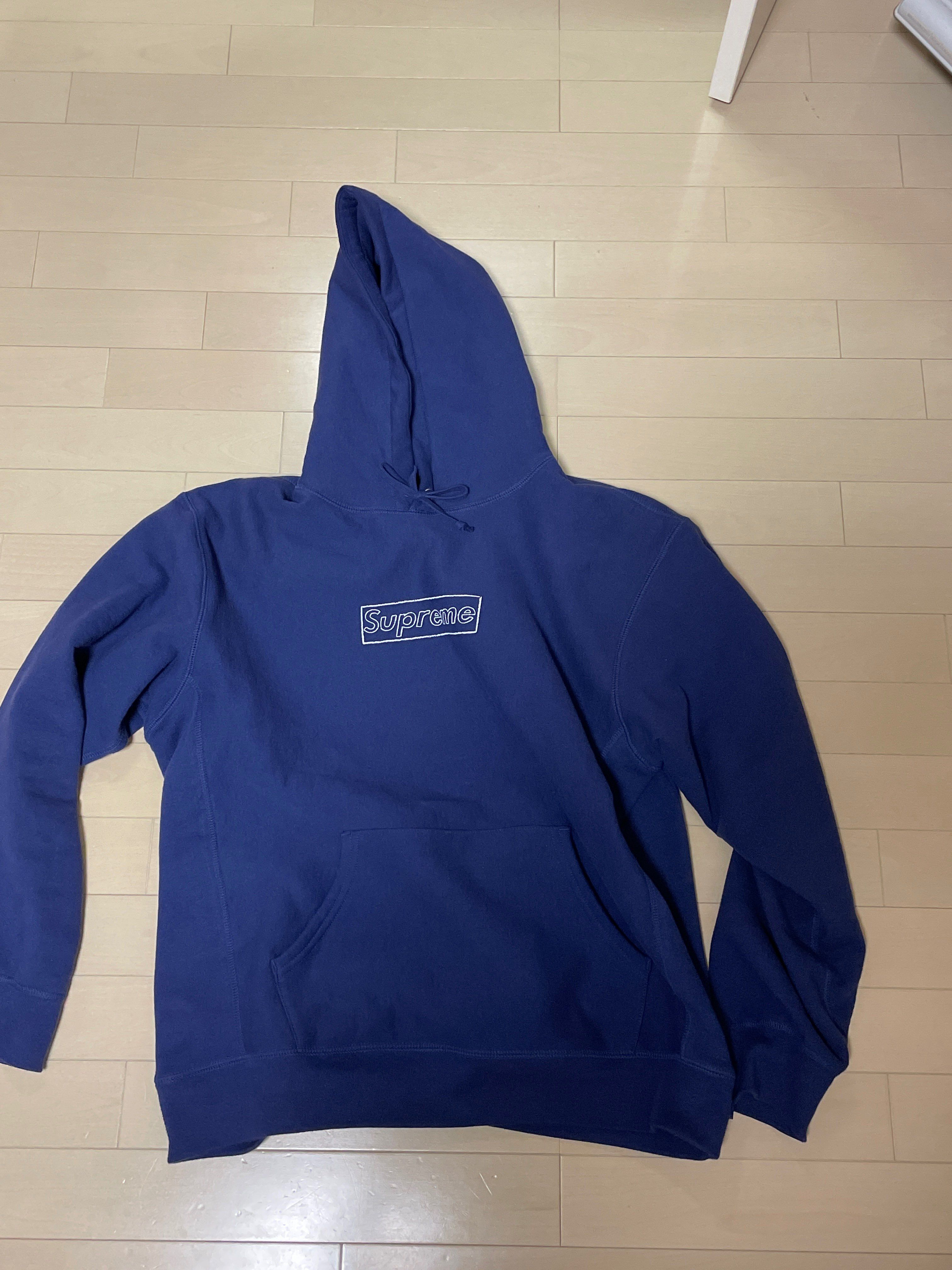 Supreme KAWS Chalk Logo Hooded Sweatshirt "Washed Navy"(2021)