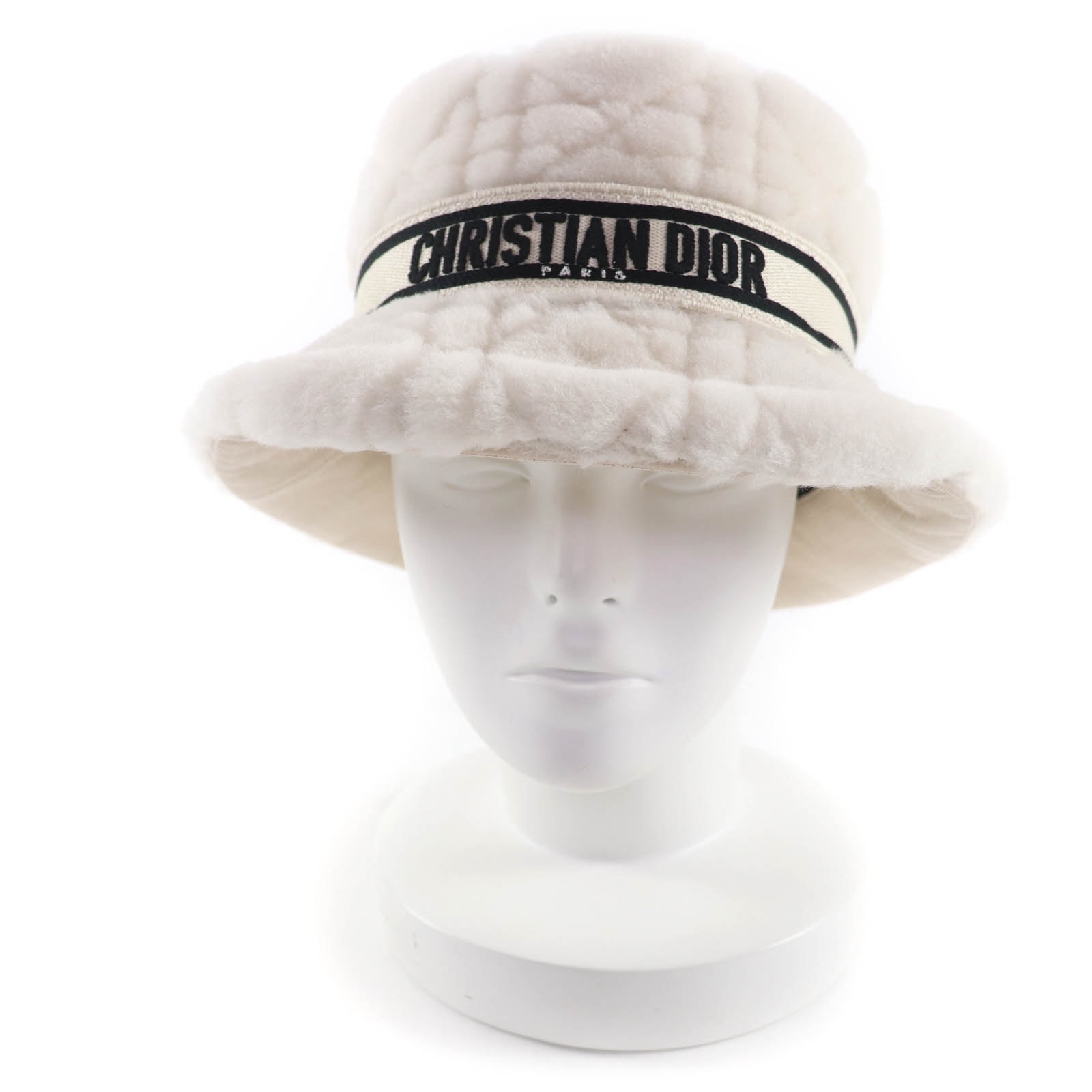 極美品 クリスチャンディオール ハット オフホワイト レディース 58 25CAN923X695