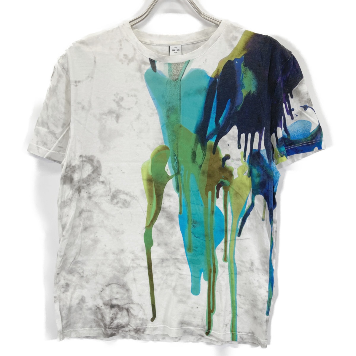 ベルルッティ ホワイト×グリーン R17JRS44JAEB ペイントデザインTシャツ XS