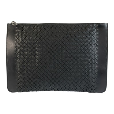 美品 BOTTEGAVENETA ボッテガヴェネタ イントレチャート ブラック 黒 レザー クラッチバッグ セカンドバッグ 604388 【中古】