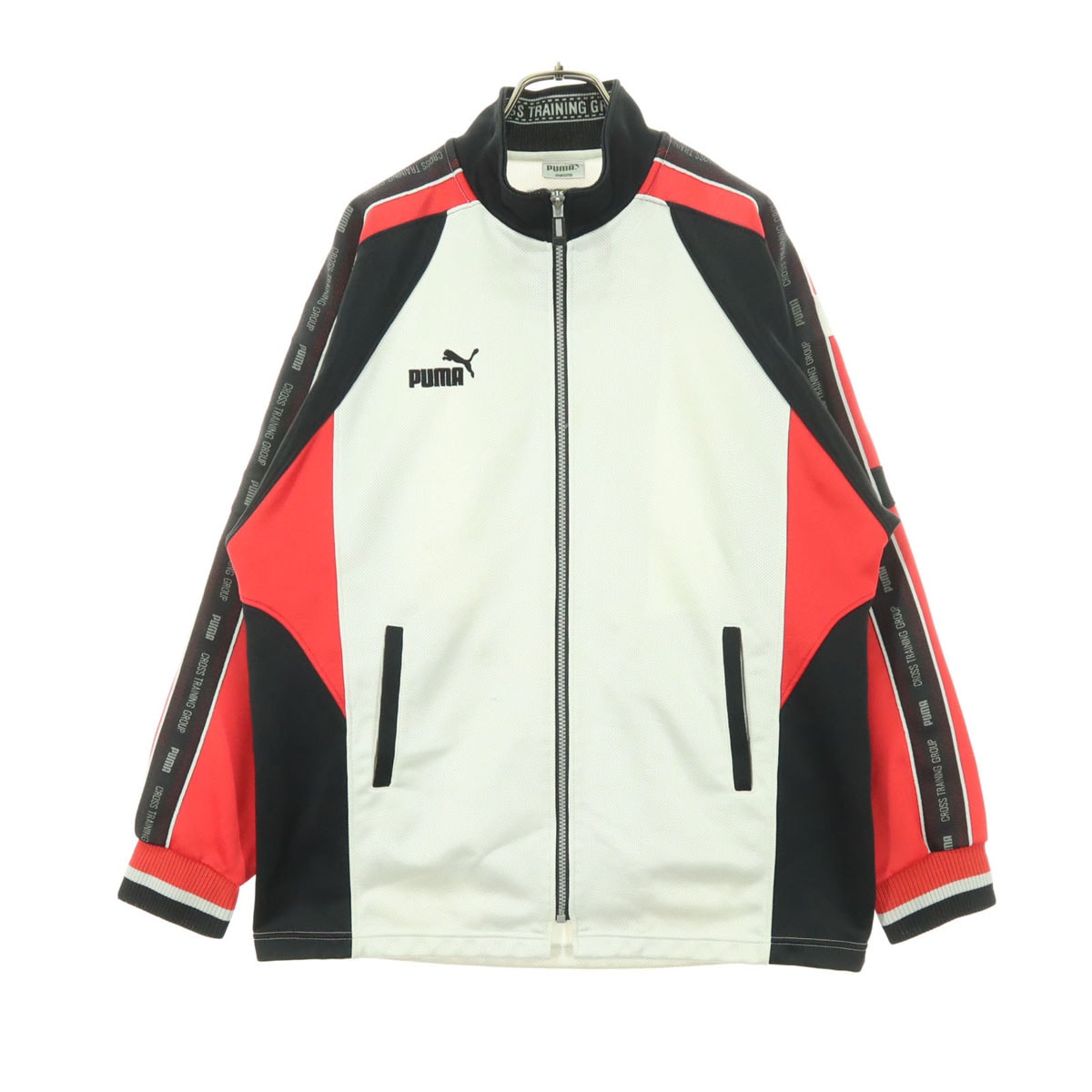 PUMA プーマ マルチカラー ワンポイントロゴ 長袖 ジップジャケット S-M ライトグレー系