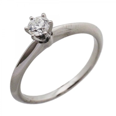 【6jeb0585】ティファニー リング ソリティア 1PD Pt950 プラチナ ダイヤモンド 0.24ct 15号【中古】レディース