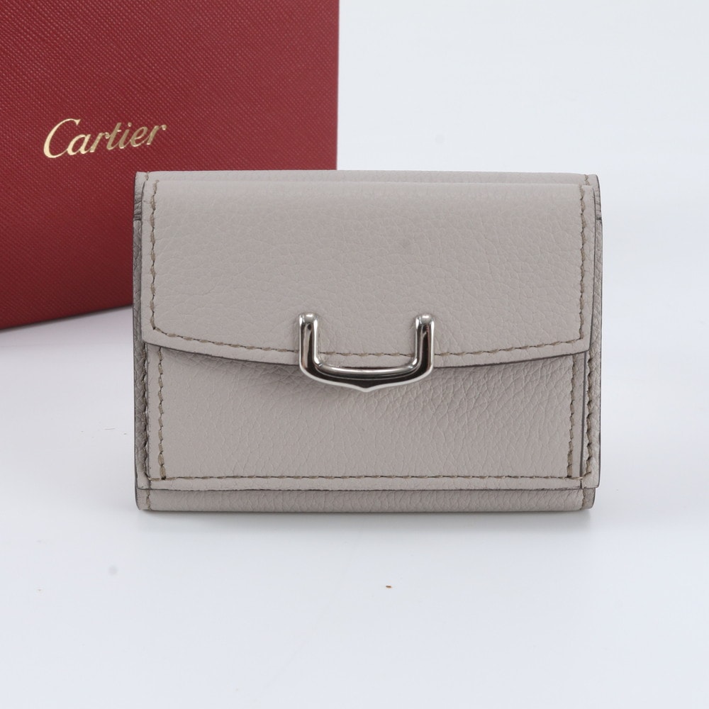 ■極美品 カルティエC ドゥ カルティエ 三つ折り 財布 レザー