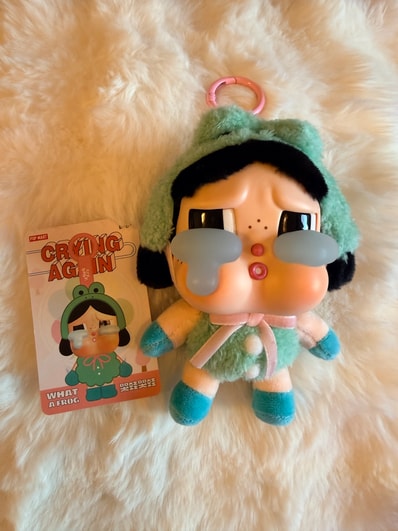 POP MART CRYBABY Crying Again Series Face Plush WHAT A FROG