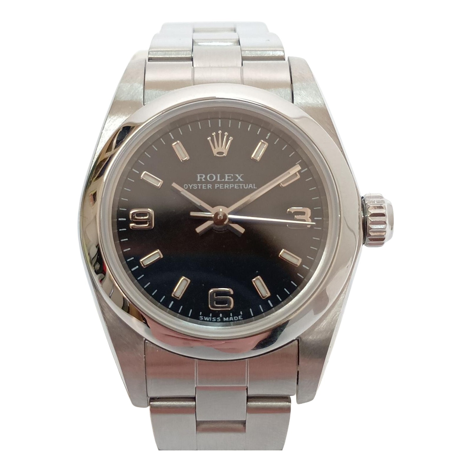 □□ROLEX ロレックス パーペチュアル F675025 RX76080BK-AR シルバー x ブラック F番2003-2004