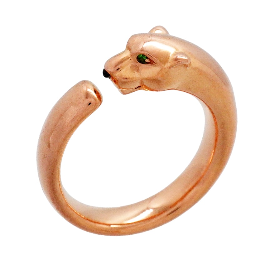 ★SALE【6jgb0234】カルティエ リング パンテール K18PG ピンクゴールド オニキス ツァボライト ブラック グリーン #53【中古】レディース