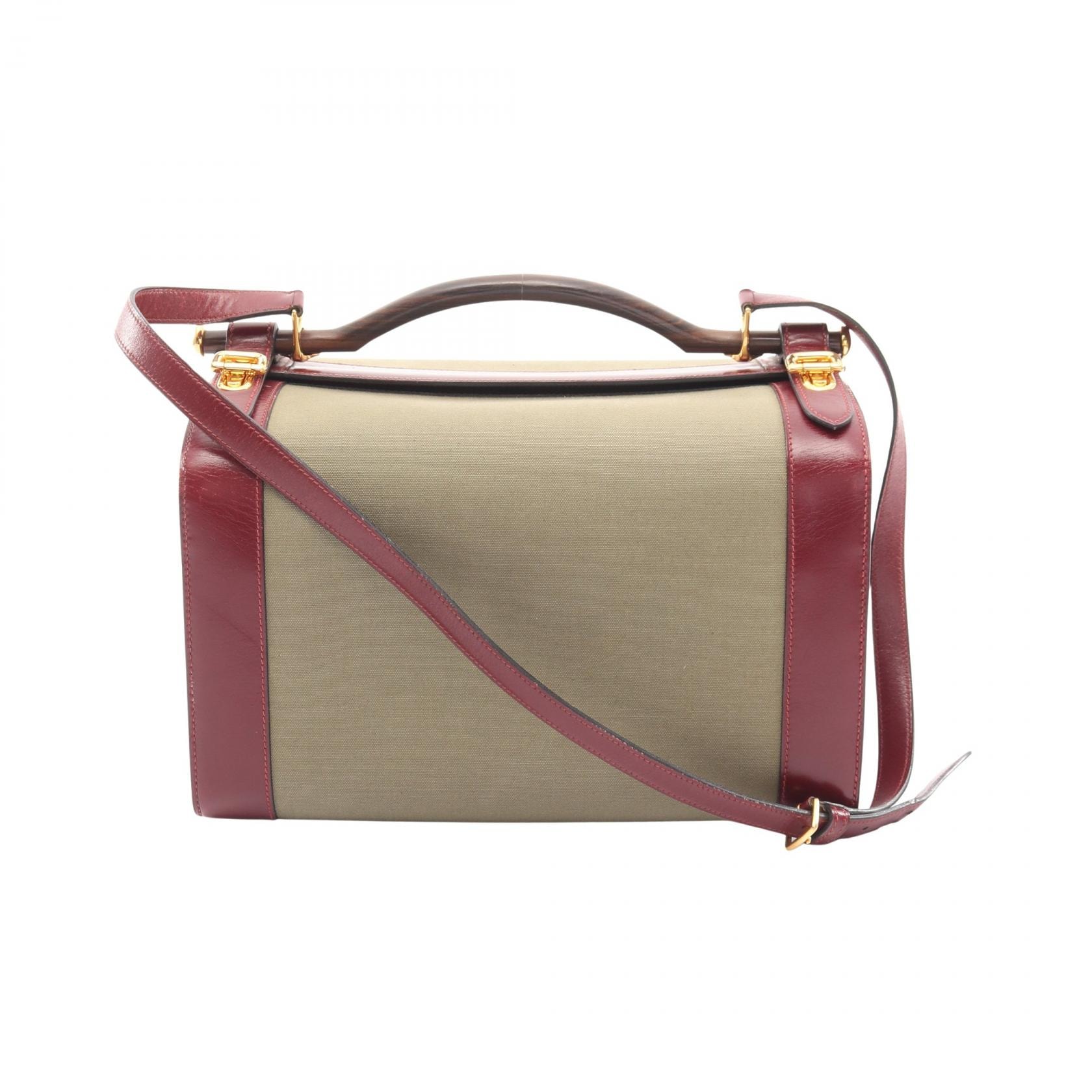 エルメス HERMES コスモス ルージュアッシュ ショルダーバッグ バッグ カーフ(牛革) キャンバス トワルオフィシエ ルージュアッシュ ○I刻印(1979年製造) レディース ベージュ系 / ボルドー系 【中古】