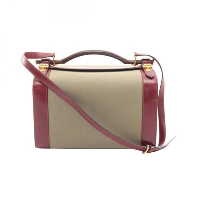 エルメス HERMES コスモス ルージュアッシュ ショルダーバッグ バッグ カーフ(牛革) キャンバス トワルオフィシエ ルージュアッシュ ○I刻印(1979年製造) レディース ベージュ系 / ボルドー系 【中古】