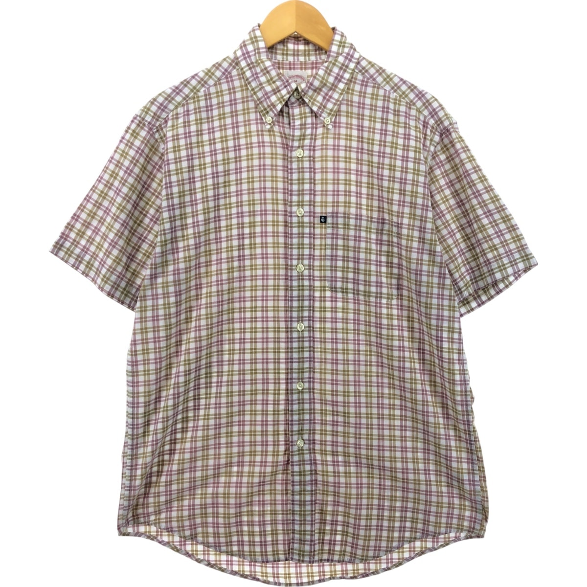 古着 ブルックスブラザーズ Brooks Brothers 346 半袖 ボタンダウン チェックシャツ メンズM相当/eaa560426