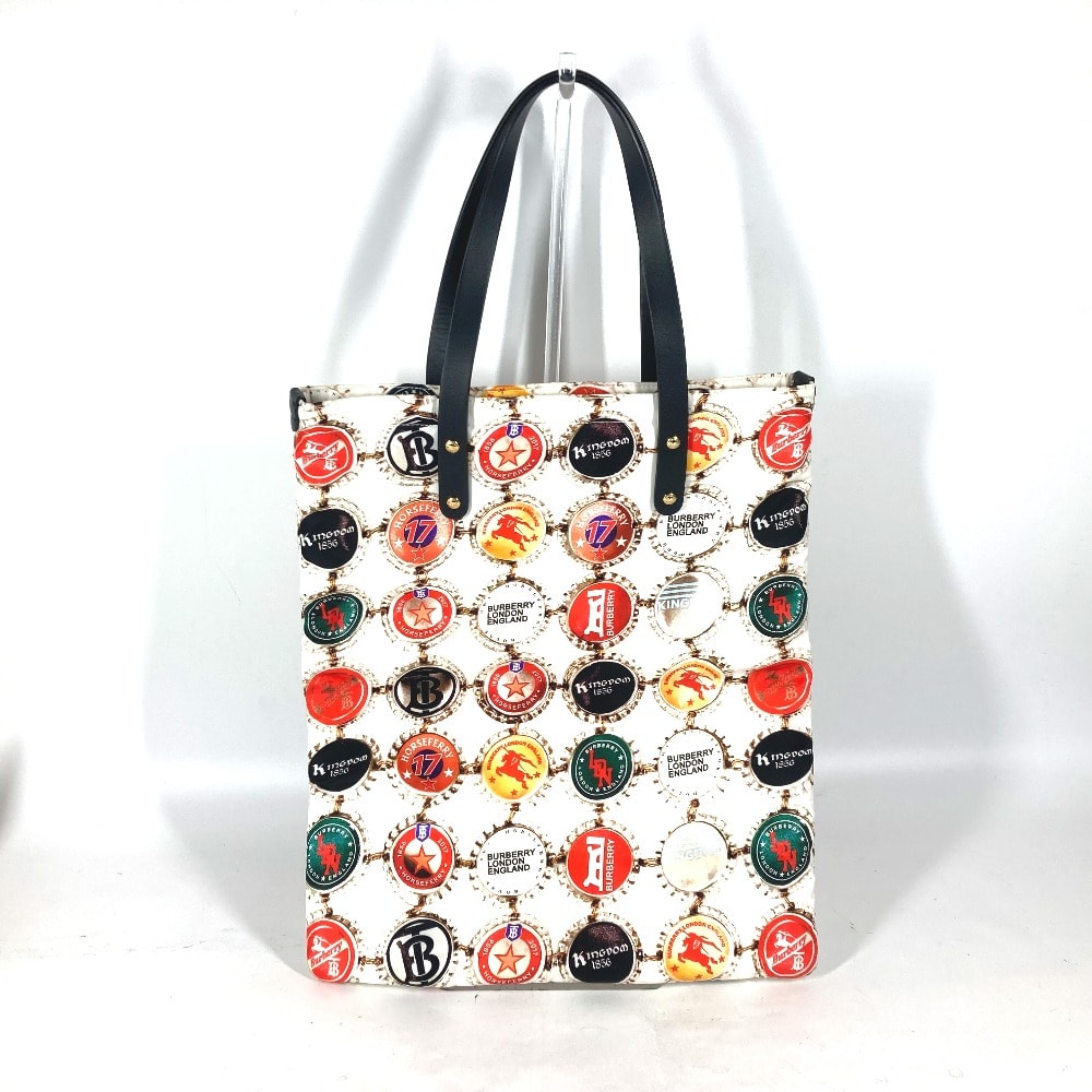 バーバリー BURBERRY ロゴ 8022365 トートバッグ カバン 縦型 ショルダーバッグ ナイロン/レザー マルチカラー 美品