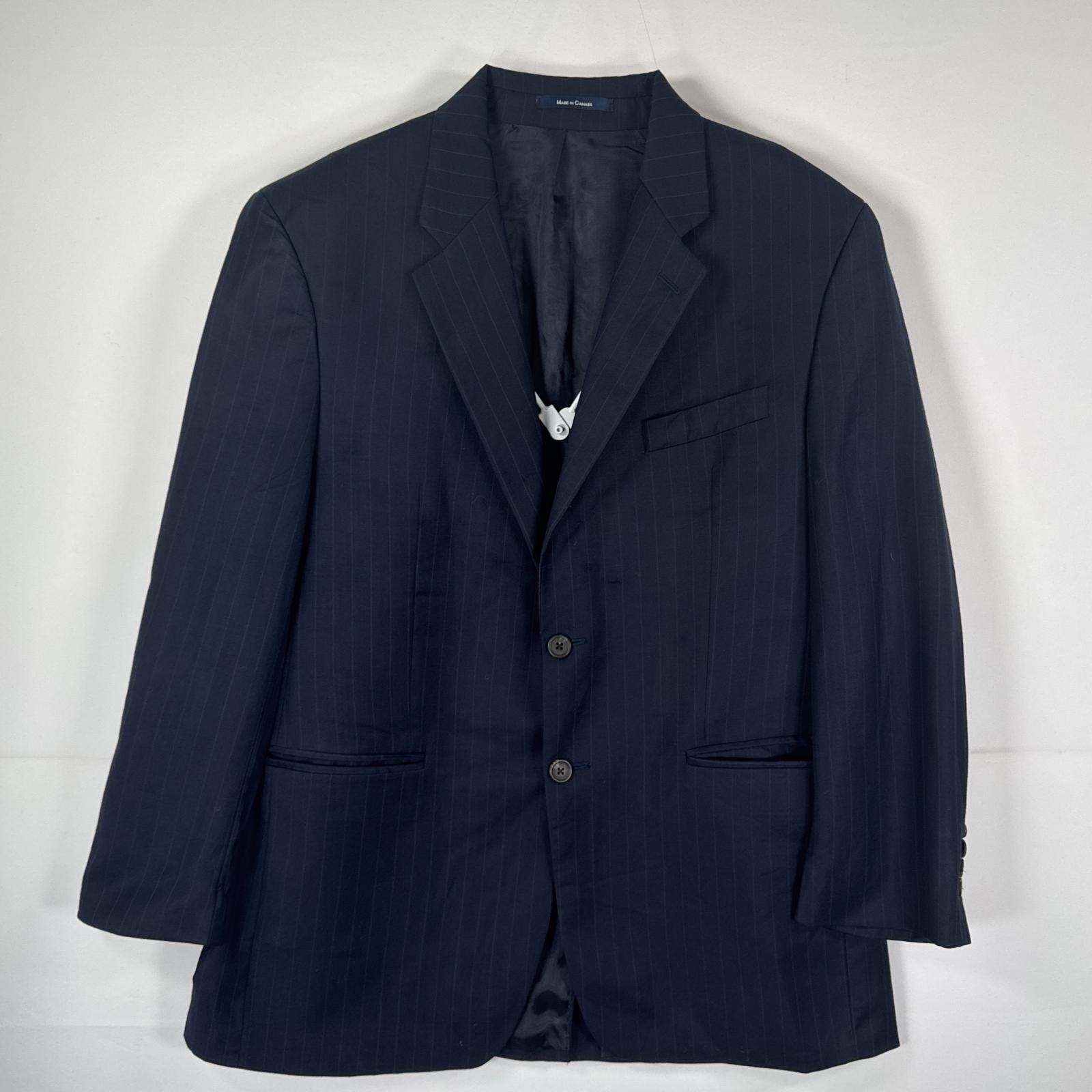 古着 ラルフローレン RALPH LAUREN テーラードジャケット ブレザー スーツ 濃紺 M  ネイビー ストライプ メンズ