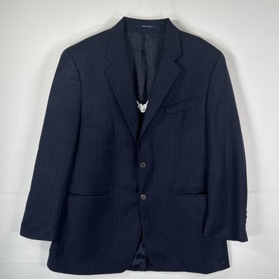 古着 ラルフローレン RALPH LAUREN テーラードジャケット ブレザー スーツ 濃紺 M ネイビー ストライプ メンズ