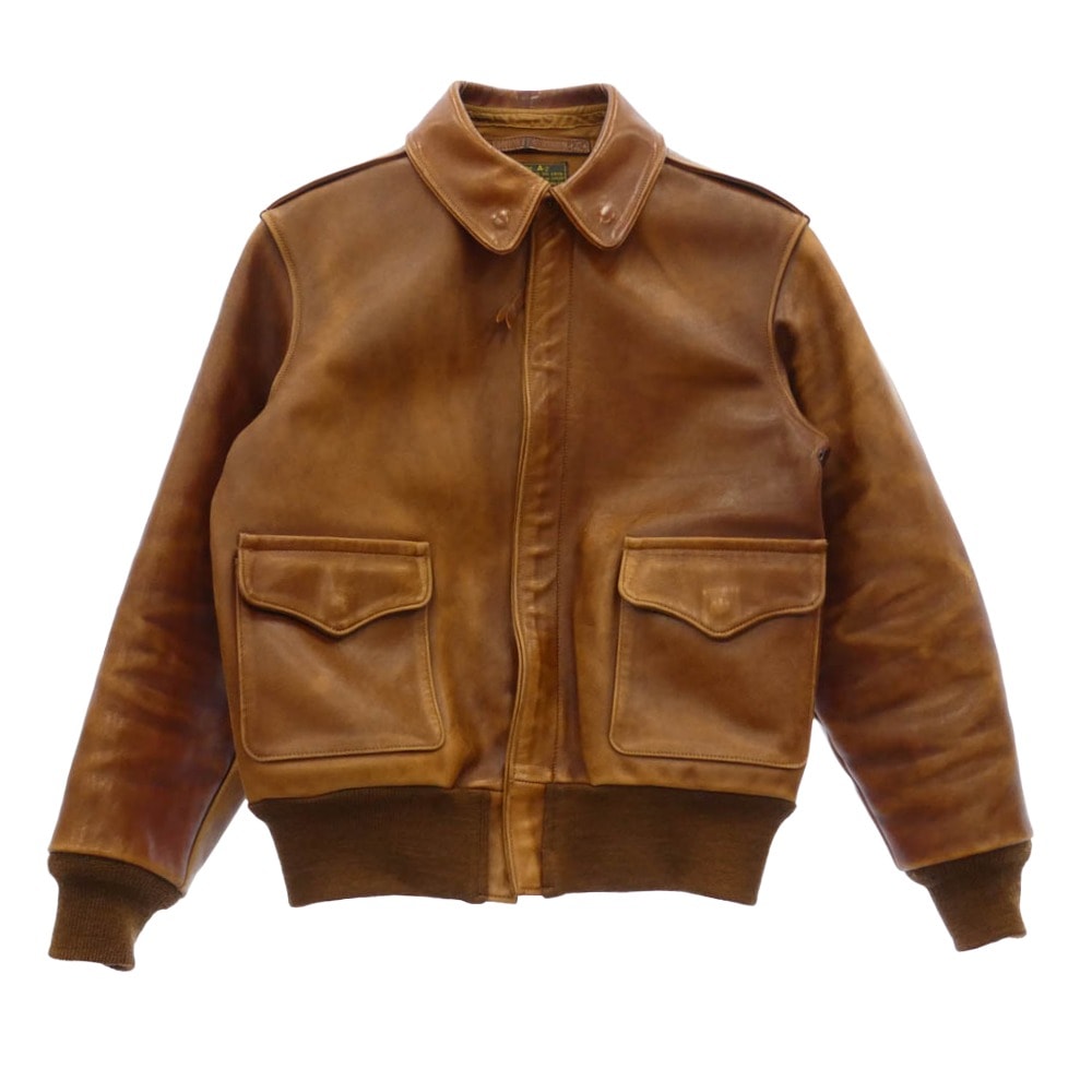 The REAL McCOY'S ザリアルマッコイズ 旧マッコイ ニュージーランド製 A-2 フライトジャケット レザージャケット ブラウン系 36【中古】