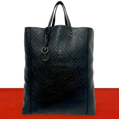 BOTTEGA VENETA ボッテガヴェネタ イントレッチオ バタフライ レザー トートバッグ ブラック
343-4