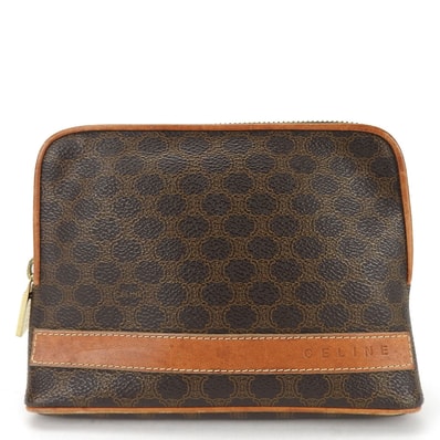 【中古】 セリーヌ ポーチ マカダム PVC レザー ブラウン ゴールド金具 メイクポーチ 小物 レディース 女性 CELINE