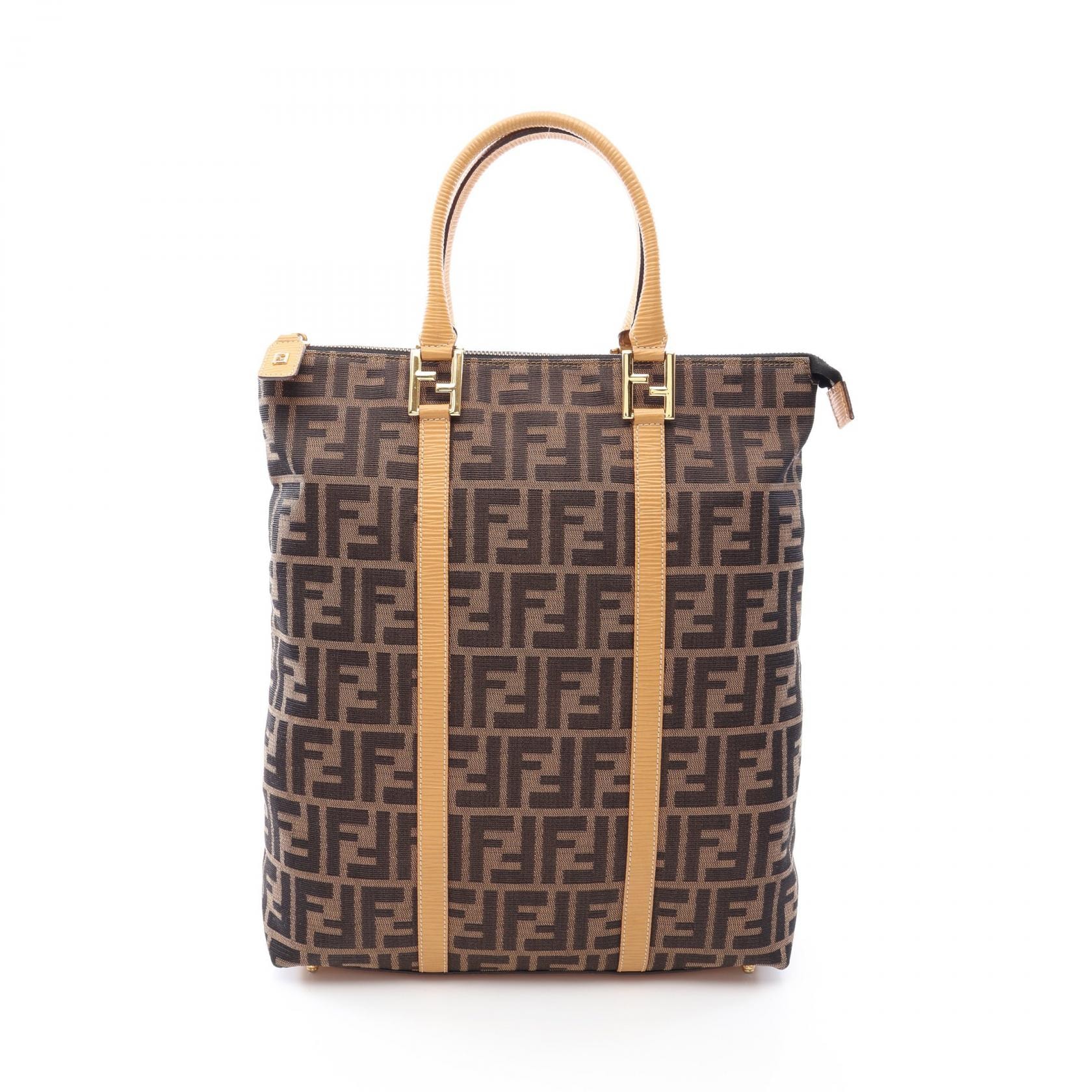 フェンディ FENDI ズッカ トートバッグ バッグ キャンバス レザー レディース ブラウン系 / ベージュ系 【中古】