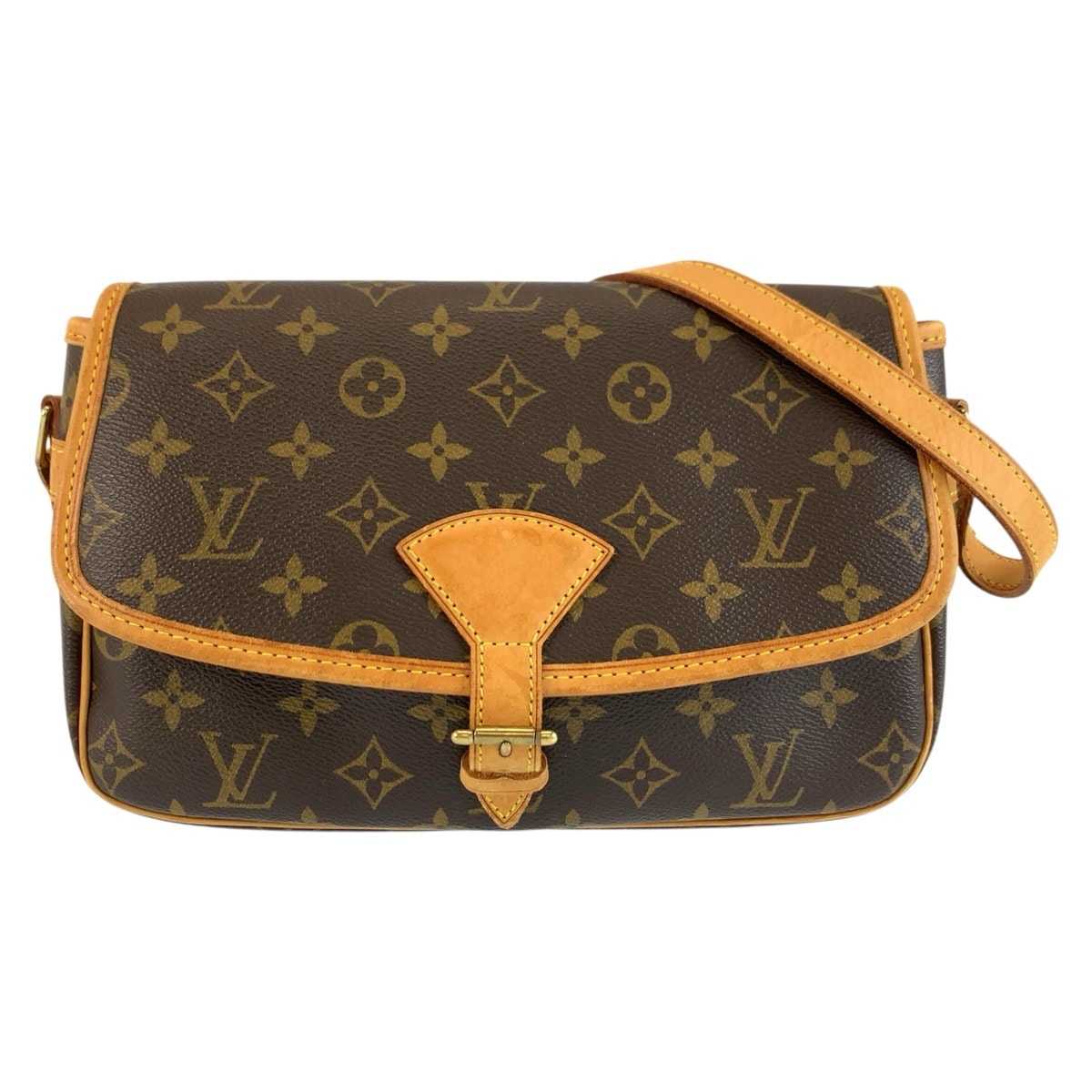LOUIS VUITTON ルイヴィトン モノグラム ソローニュ ブラウン ゴールド金具 PVC レザー/ ショルダーバッグ メッセンジャーバッグ 1-0292552 【中古】