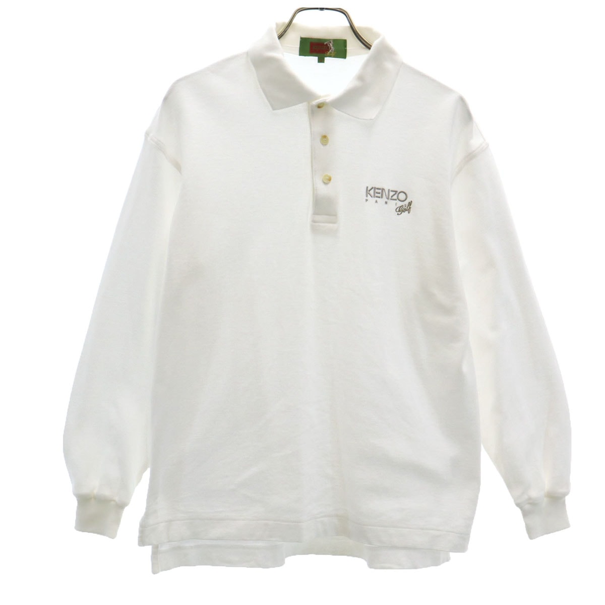 KENZO GOLF ケンゾーゴルフ 90s 日本製 オールド ゴルフ 長袖 ポロシャツ 2 白 鹿の子地