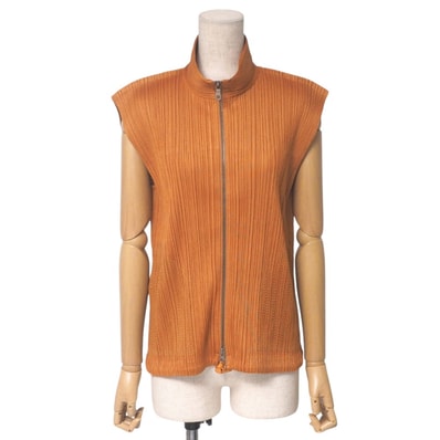 PLEATS PLEASE ISSEY MIYAKE プリーツプリーズ イッセイミヤケ ベスト サイズ3 ジップアップ ハイネック メッシュ切替 ブランド古着【中古】20250522/RA4757