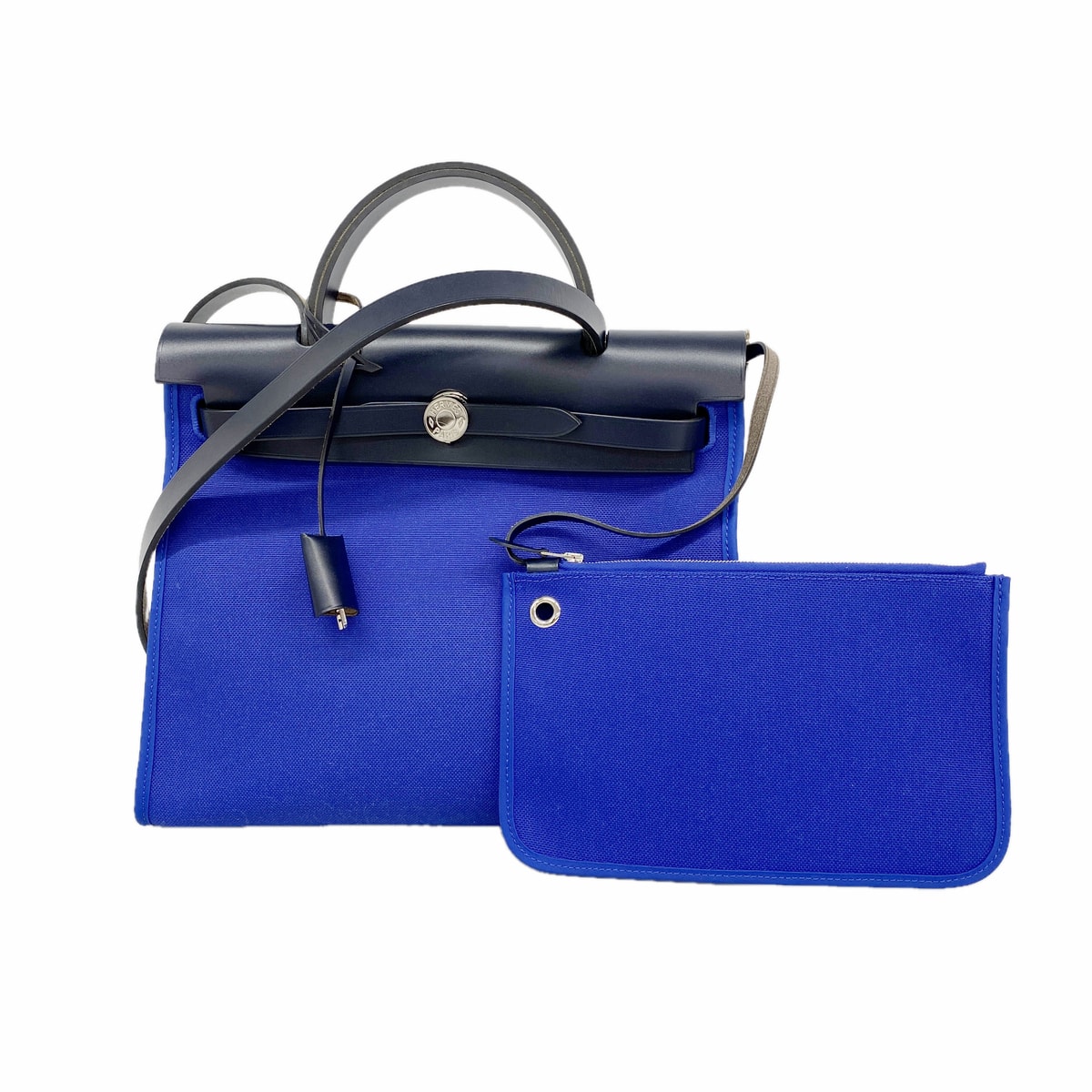 ★最終価格★SALE【6id5883】エルメス ハンドバッグ エールバッグジップPM トワルミリタリー ブラック ブルー シルバー金具 D刻印【中古】レディース