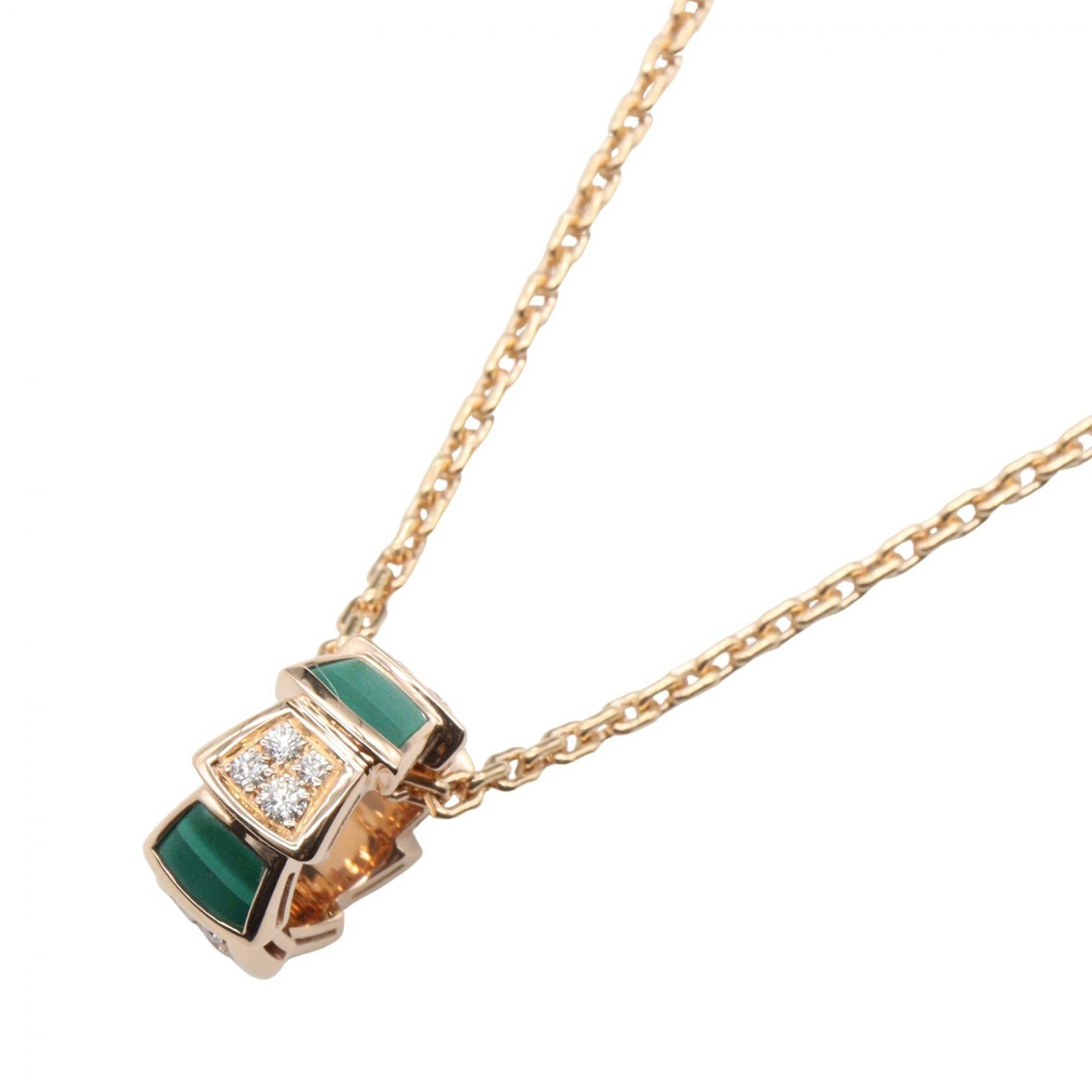 ブルガリ BVLGARI セルペンティ マラカイト ダイヤ ネックレス ネックレス ジュエリー K18PG(ピンクゴールド) ダイヤモンド マラカイト レディース ゴールド系 / クリア系 / グリーン系 【中古】