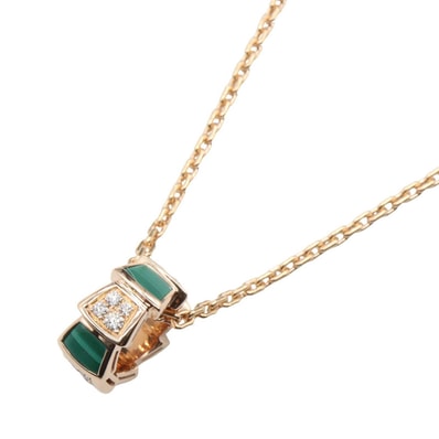ブルガリ BVLGARI セルペンティ マラカイト ダイヤ ネックレス ネックレス ジュエリー K18PG(ピンクゴールド) ダイヤモンド マラカイト レディース ゴールド系 / クリア系 / グリーン系 【中古】
