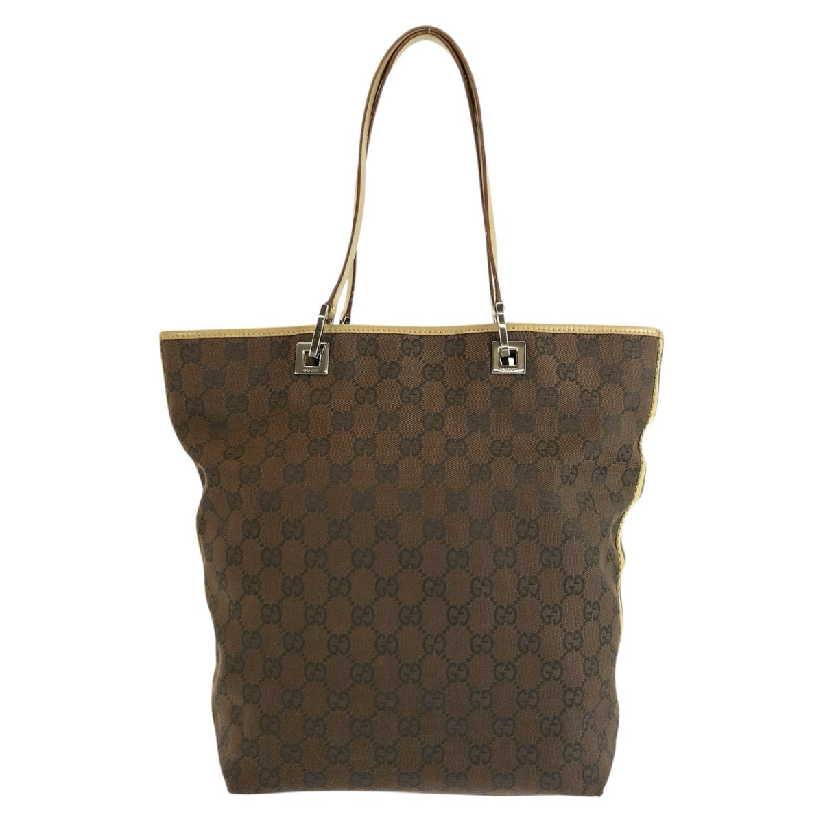 GUCCI グッチ ブラウン イエロー シルバー金具 GGキャンバス レザー/ トートバッグ ショルダーバッグ 604608 【中古】
