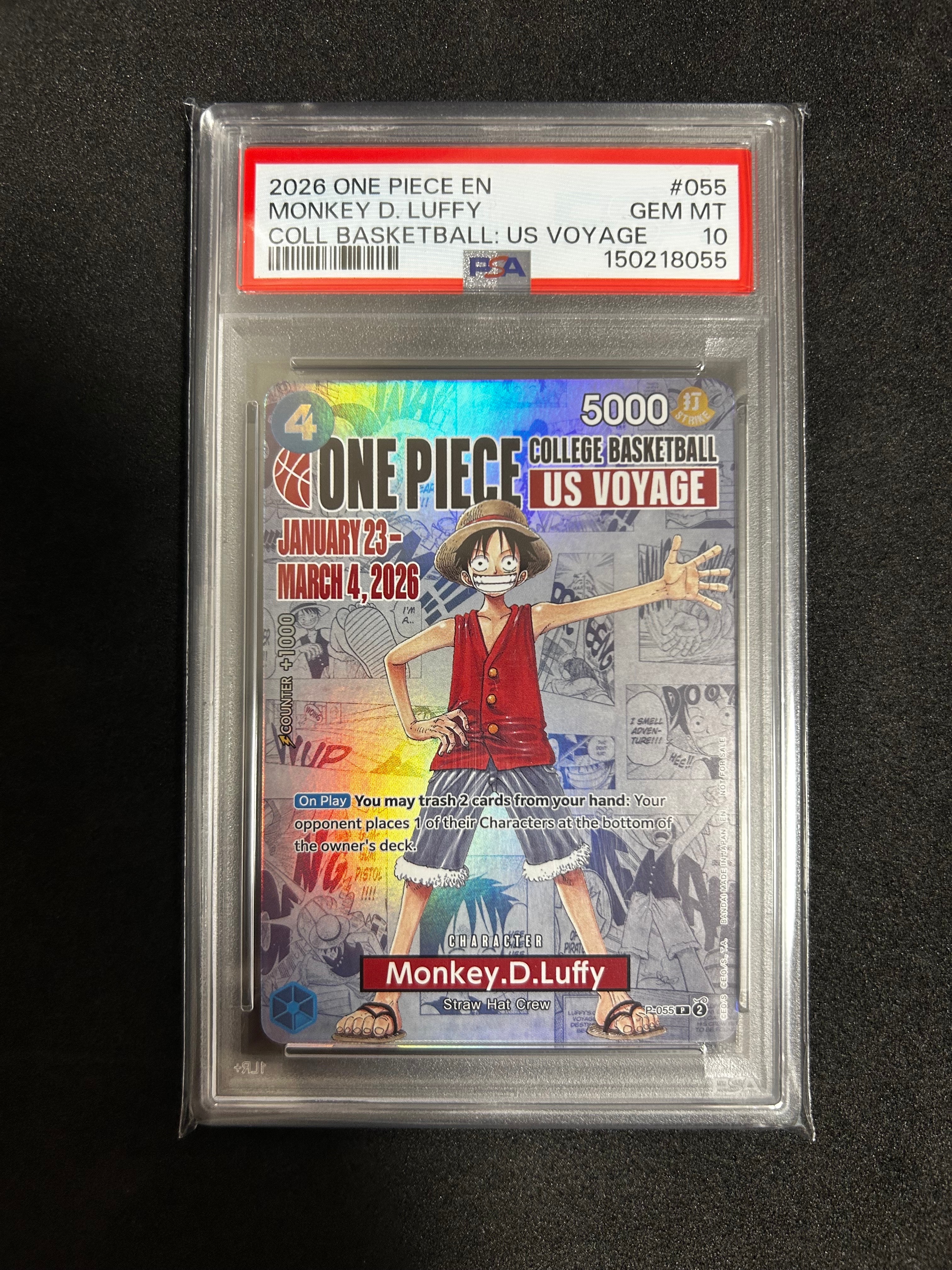 モンキー・D・ルフィ:P (開封済) [P-055]【英語版】(プロモーションカード「ワンピース カレッジ バスケットボール:USボヤージュ」)