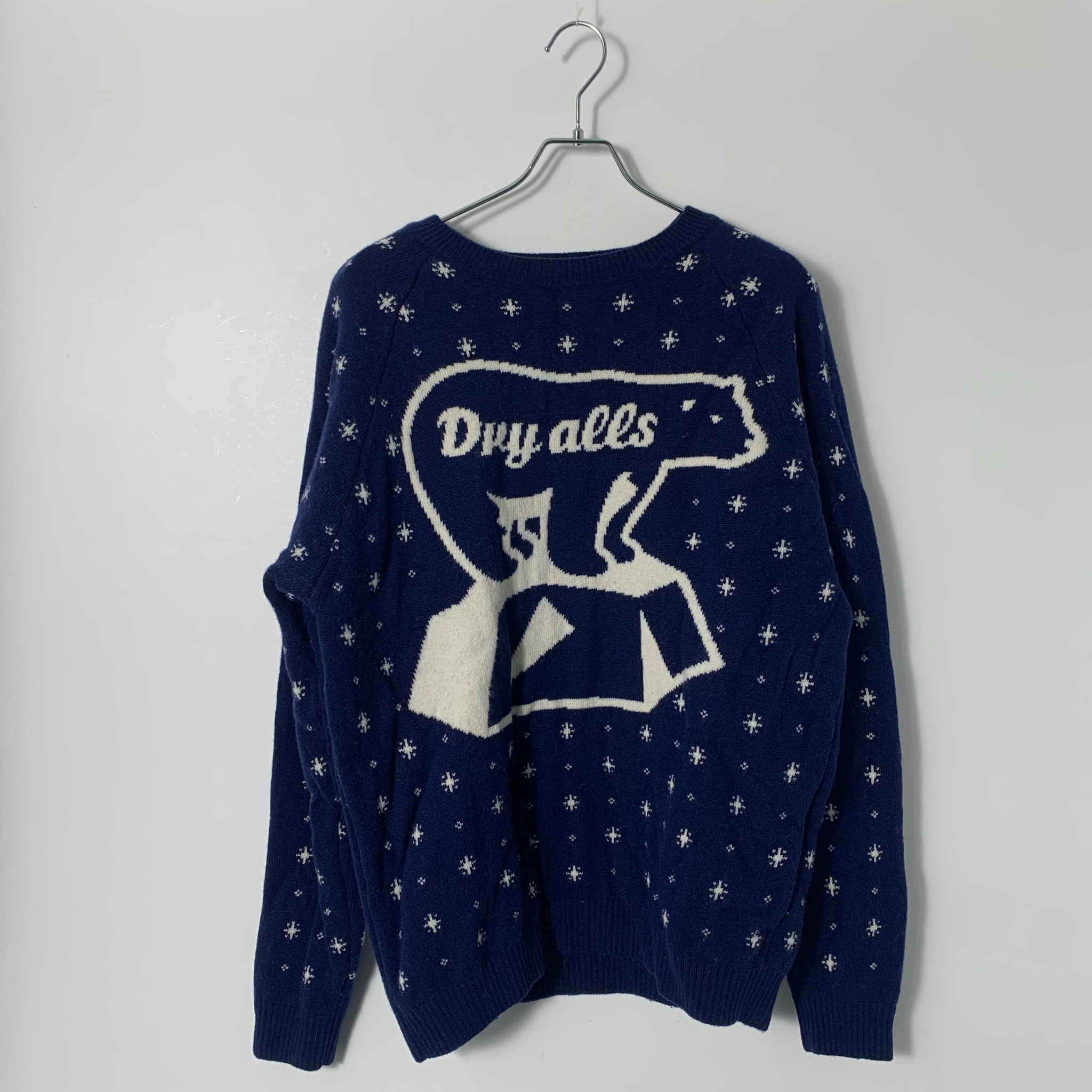 HUMAN MADE Polar Bear Jacqurd Knit Sweater "Navy"