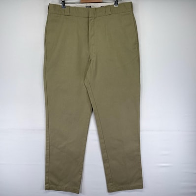 古着 ディッキーズ Dickies パンツ 874 チノパン ワンポイントロゴ ジップ ワーク センタープレス W38 L34 ベージュ系 メンズ
