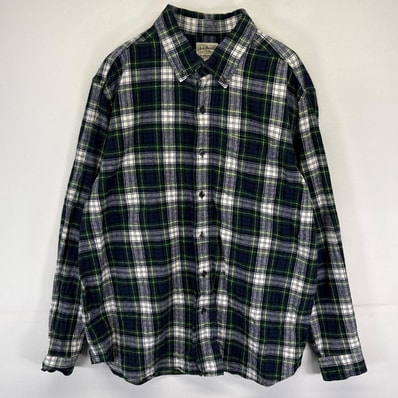 古着 エルエルビーン L.L.Bean 長袖シャツ 胸ポケット ネルシャツ アウトドア L ネイビー系 チェック メンズ