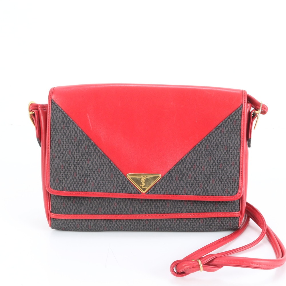 ■極美品 イヴ サンローラン YSL ロゴ プレートショルダーバッグ