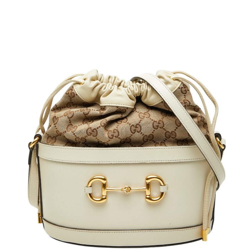 グッチ GGキャンバス ホースビット 1955 バケットバッグ ショルダーバッグ 602118 ベージュ レザー キャンバス レディース GUCCI 【中古】