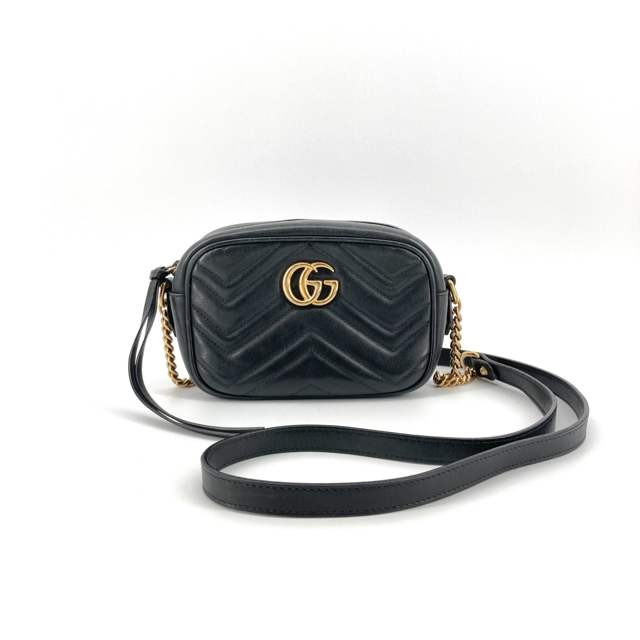 GUCCI(グッチ) GGマーモント レザー 448065 ショルダーバッグ ブラック