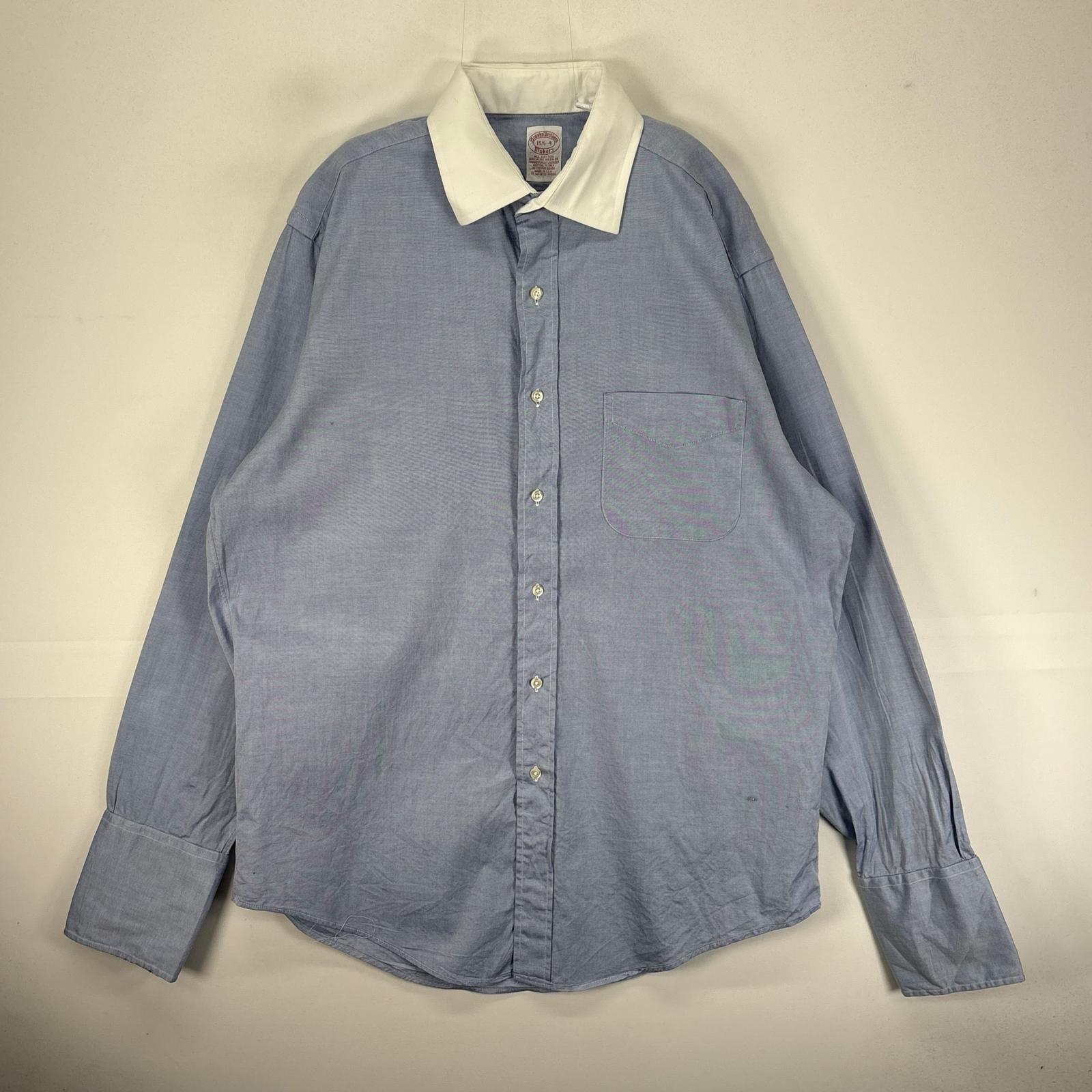 古着 ブルックスブラザーズ Brooks Brothers 長袖シャツ Makers カフス M  ブルー系 無地 メンズ