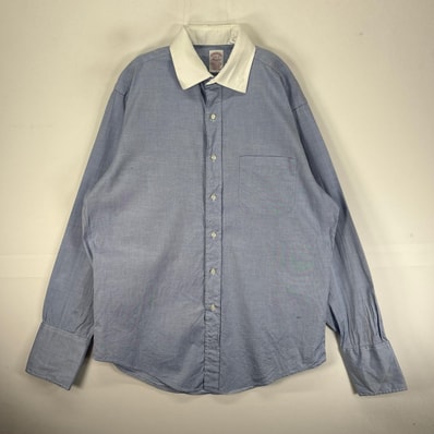古着 ブルックスブラザーズ Brooks Brothers 長袖シャツ Makers カフス M ブルー系 無地 メンズ