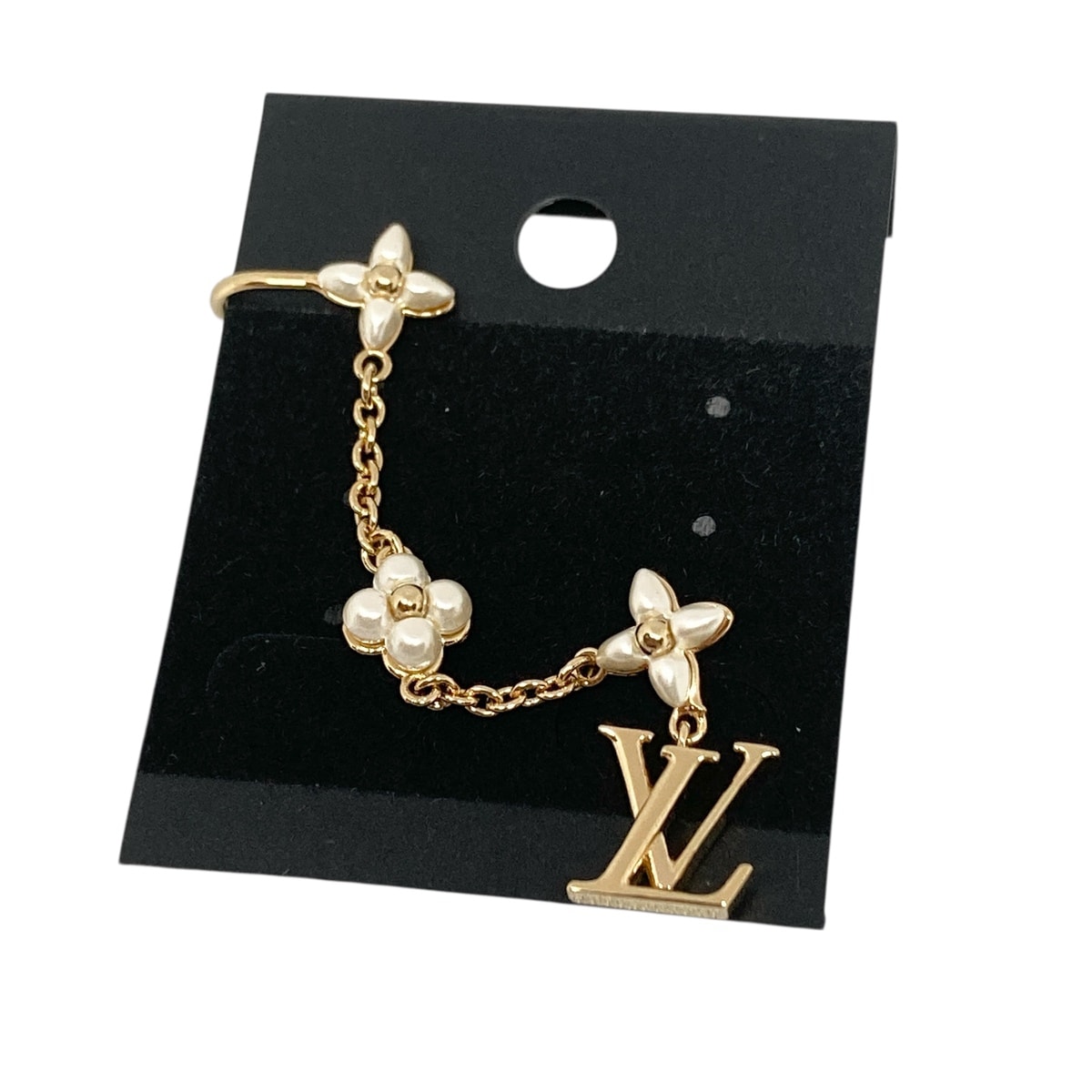 【値下げ】  LOUIS VUITTON ルイ・ヴィトン イヤーカフ ピアス LV フローラグラム ピアス M01026 ゴールド パール フラワー ホワイト  レディース【中古】