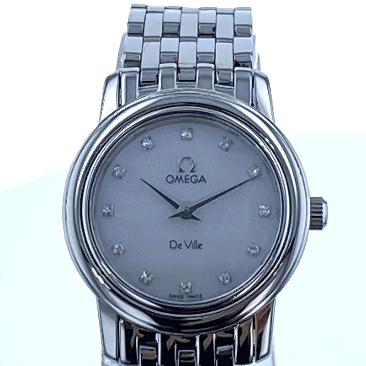 OMEGA オメガ レディース デビル プレステージ 腕時計 4570.76 ステンレス シェル 12Pダイヤモンド ホワイト シェル レディース【中古】
