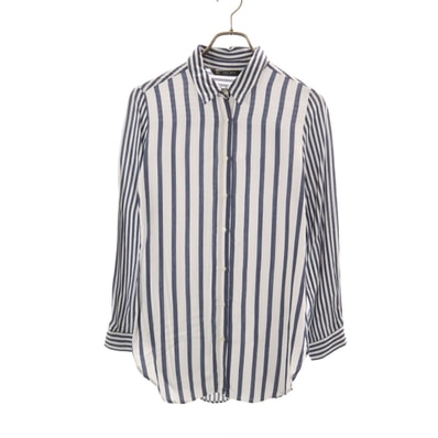 ZARA BASIC ザラベーシック ストライプ柄 長袖 シャツ S ネイビー系