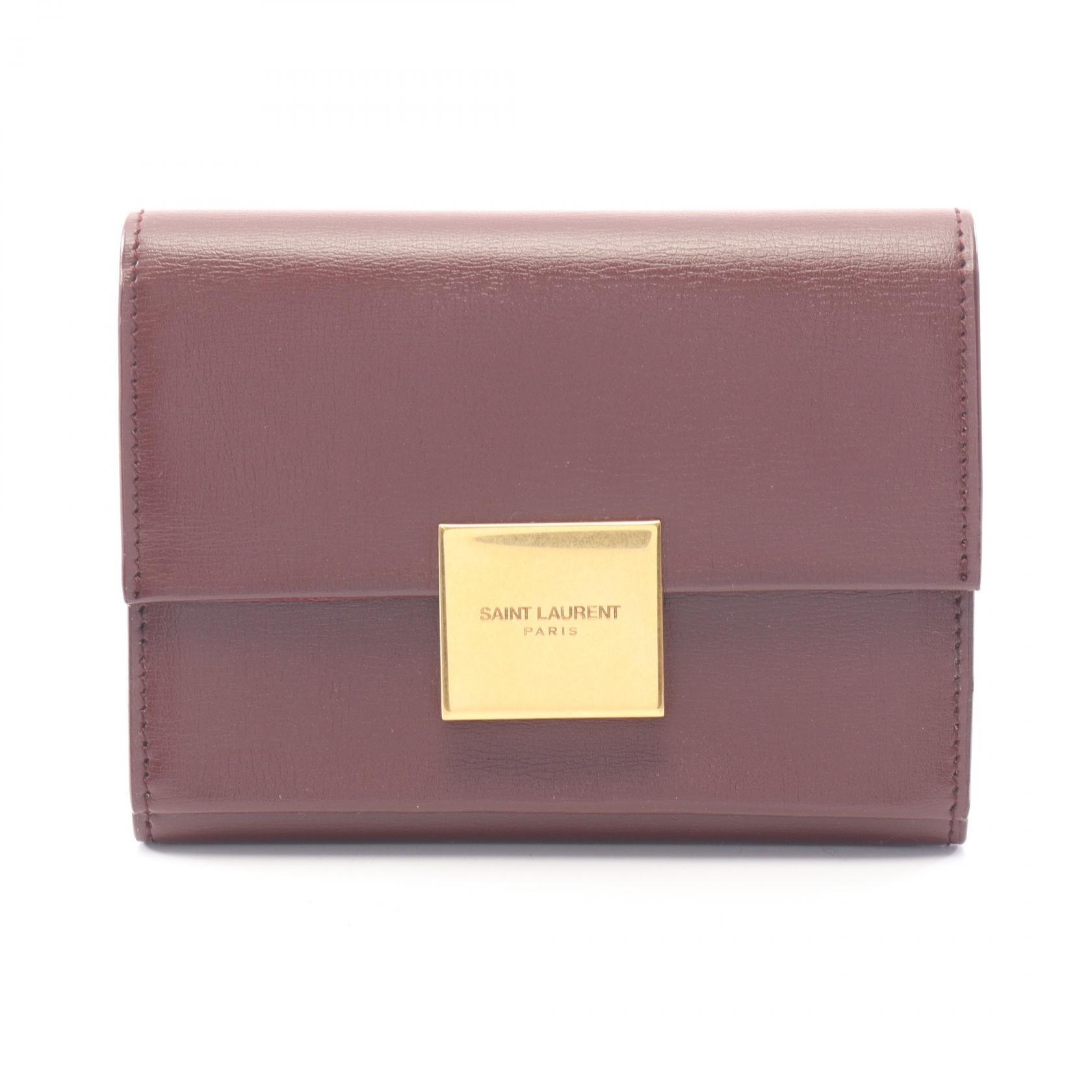 サンローランパリ SAINT LAURENT PARIS カードケース アクセサリー レザー レディース ボルドー系 【中古】