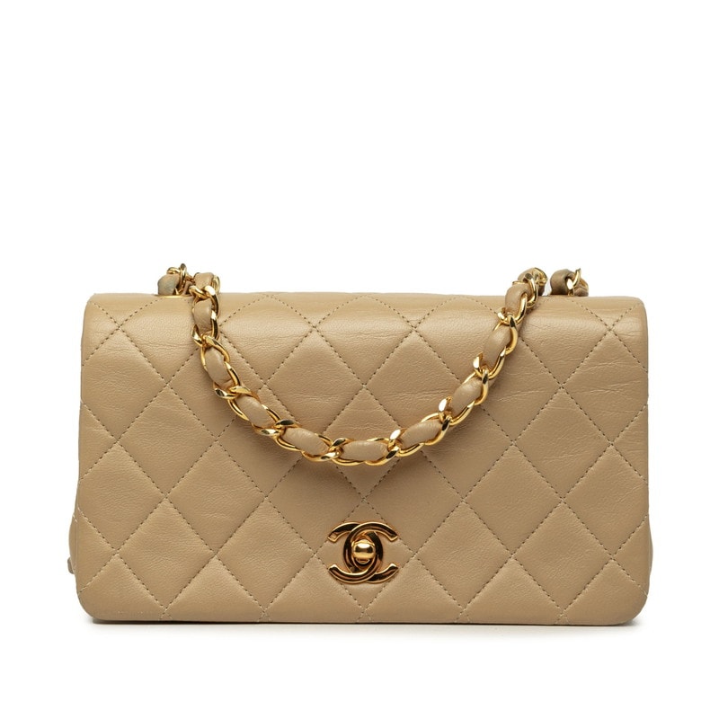 シャネル ココマーク マトラッセ チェーン ショルダーバッグ ベージュ ラムスキン レディース CHANEL 中古