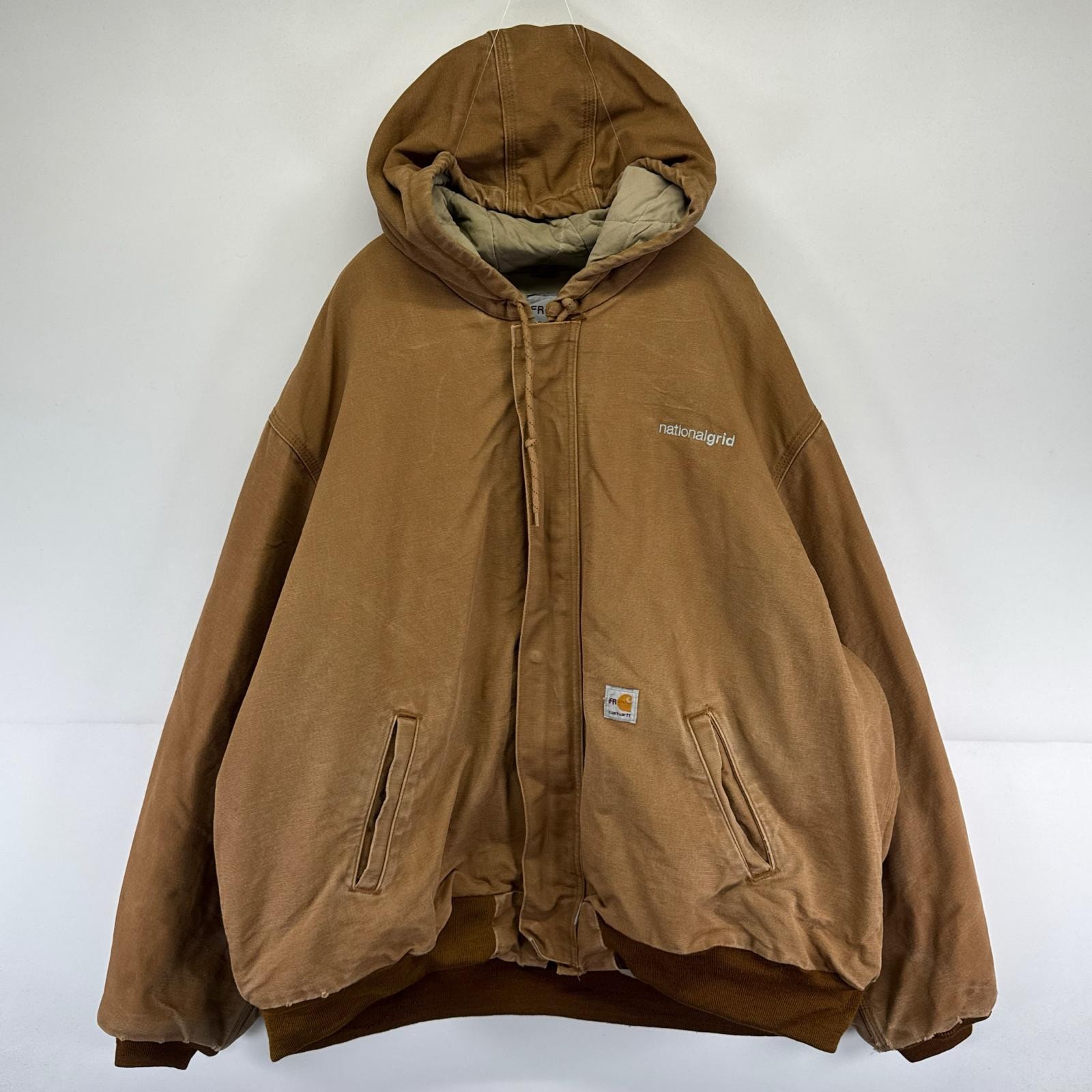 古着 カーハート Carhartt USA製 ジャケット パーカー ワーク フルジップ アクティブジャケット 大きいサイズ 3XL  ブラウン系 メンズ