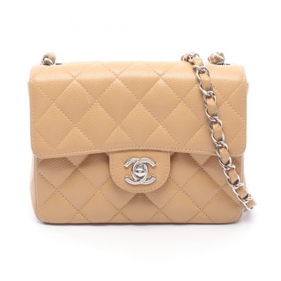 シャネル CHANEL ミニマトラッセ ショルダーバッグ バッグ キャビアスキン(グレインドカーフ) レディース ベージュ系 【中古】