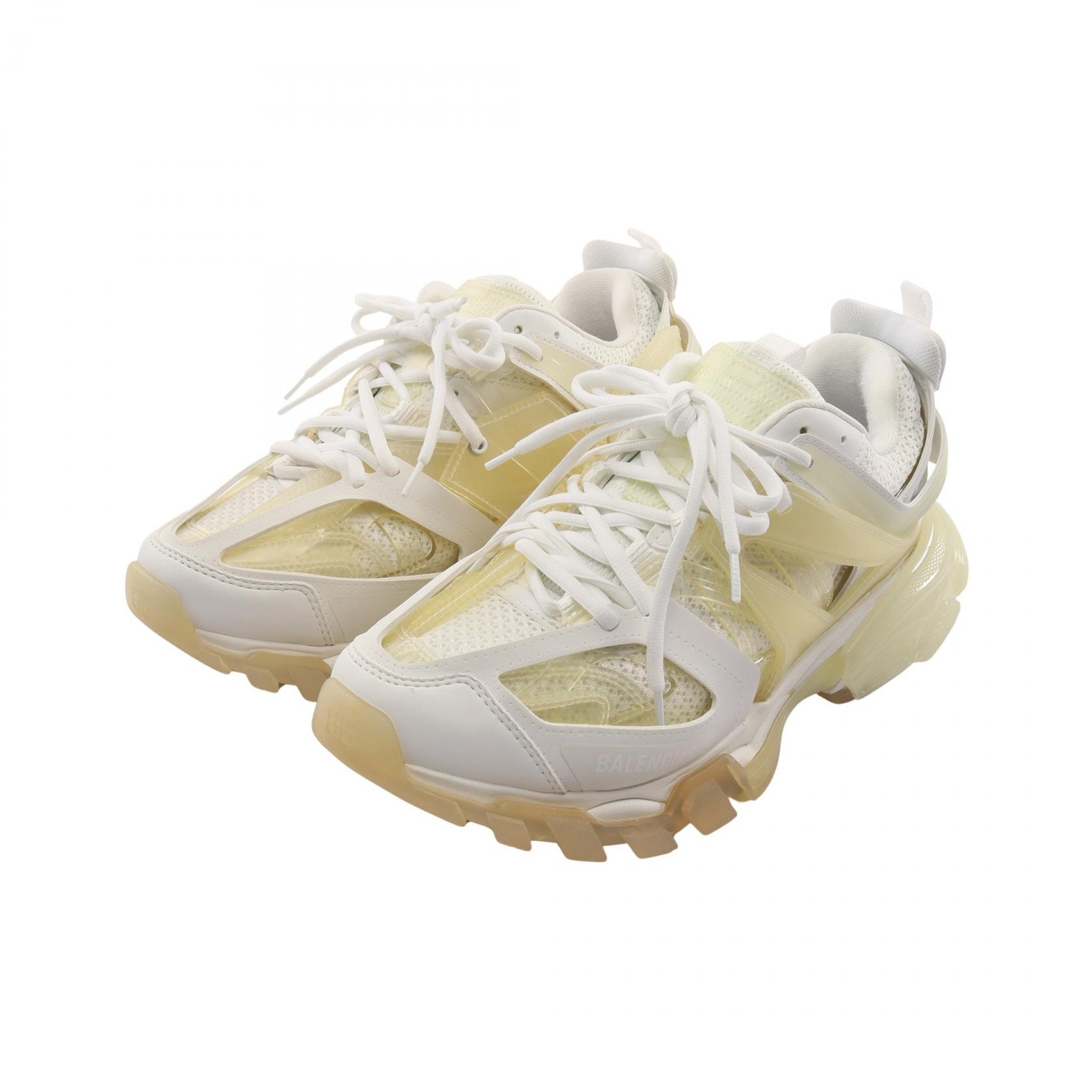 バレンシアガ BALENCIAGA TRACK CLEAR SOLE スニーカー 靴 ファブリック / ラバー メンズ ホワイト系 / アイボリー系 647742 【中古】