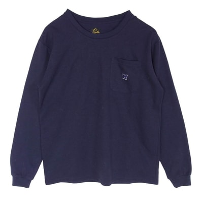 Needles ニードルス Tシャツ 22AW LQ266 L/S Crew Neck Tee-PE/C Jersey ロングスリーブ パピヨン刺繍 長袖 Tシャツ カットソー パープル系 XS【中古】