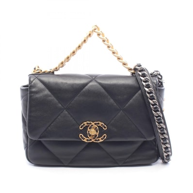 シャネル CHANEL 19 ディズヌフ マトラッセ コンビ金具 2WAY ショルダーバッグ バッグ レザー レディース ブラック系 AS1160 【中古】