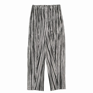 ISSEY MIYAKE イッセイミヤケ パンツ サイズ1 プリーツ ゼブラストライプ テーパード ブランド古着【中古】20260916/RB0986