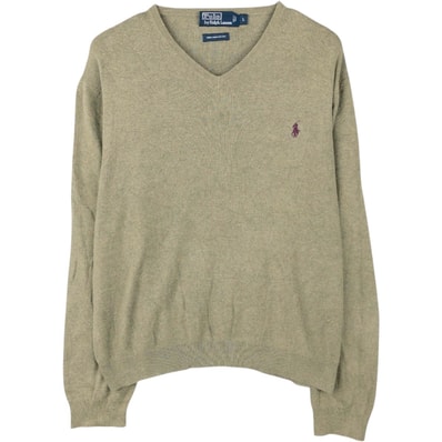 古着 ラルフローレン Ralph Lauren POLO by Ralph Lauren Vネック ピマコットンニットセーター メンズL相当/eaa670149