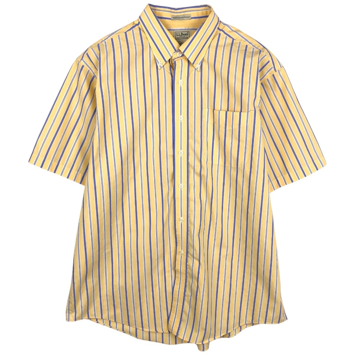 古着 90年代 エルエルビーン L.L.Bean WRINKLE AND STAIN RESISTANT 半袖 ボタンダウン ストライプシャツ メンズL相当 ヴィンテージ/eaa668782