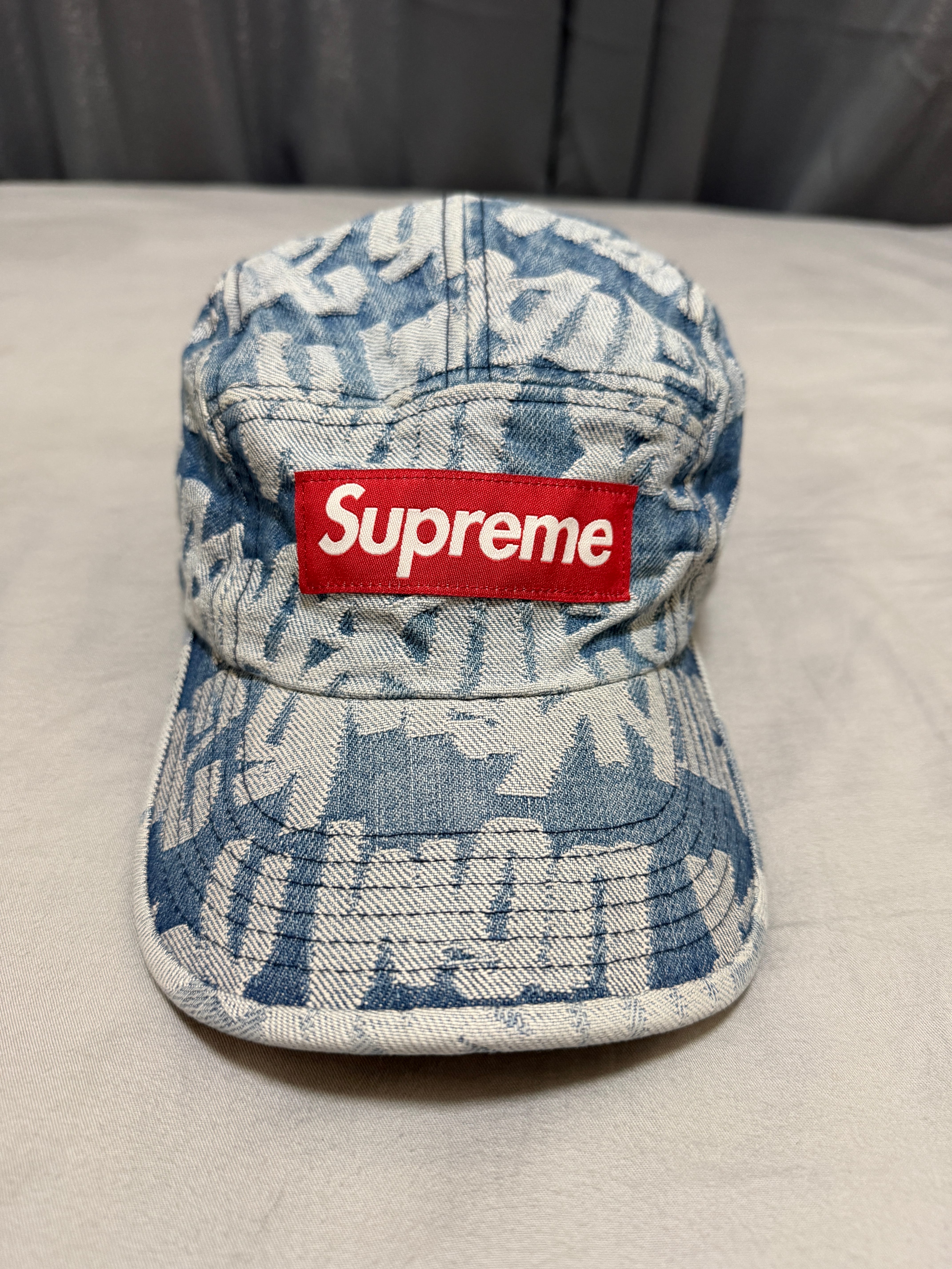 Supreme Fat Tip Jacquard Denim Camp Cap "Blue"